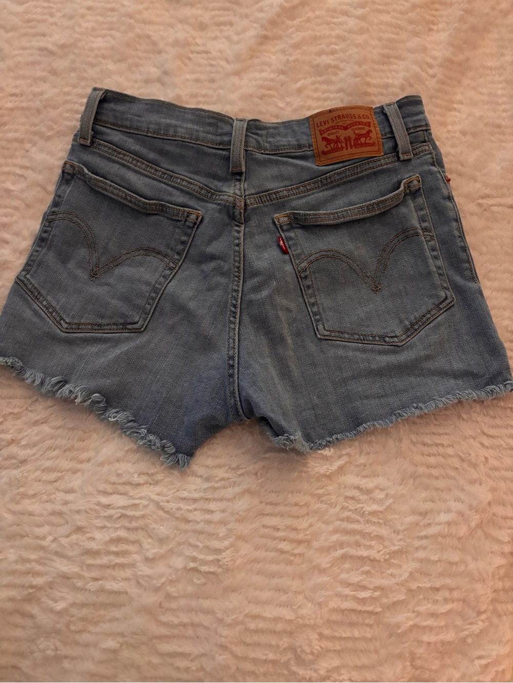 Levi's Light Wash Denim Frayed Hem Shorts